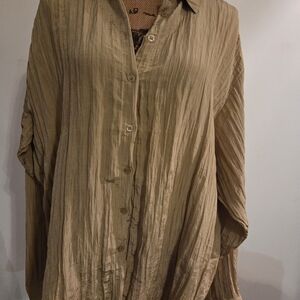 By Together Tan Crinkled Blouse